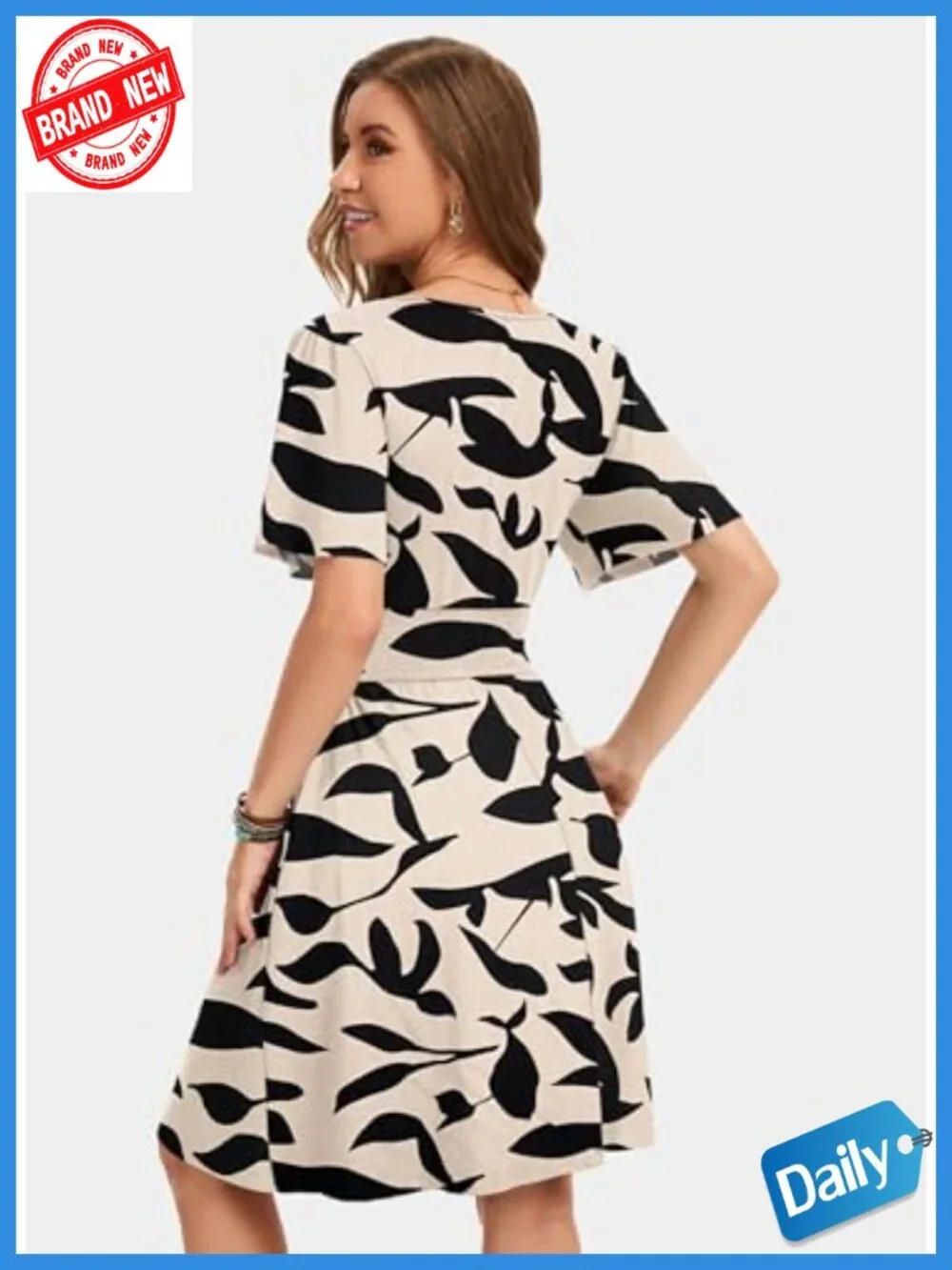 Ruffle Sleeve V-Neck Wrap Dress with Pockets